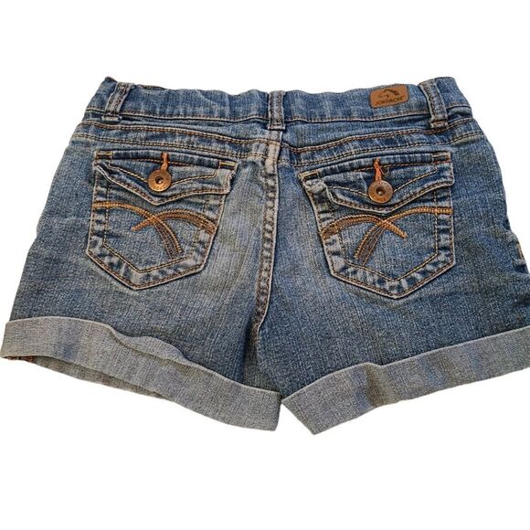 JORDACHE Jean‎ Shorts Cuffed Faded Denim Gold Topstitching sz 8 - Picture 8 of 10